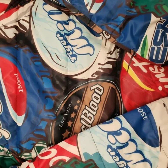 Members Only Mens Size M Black Soda Bottle Cap Jacket Faux Fur Hooded Puffer - Picture 7 of 7